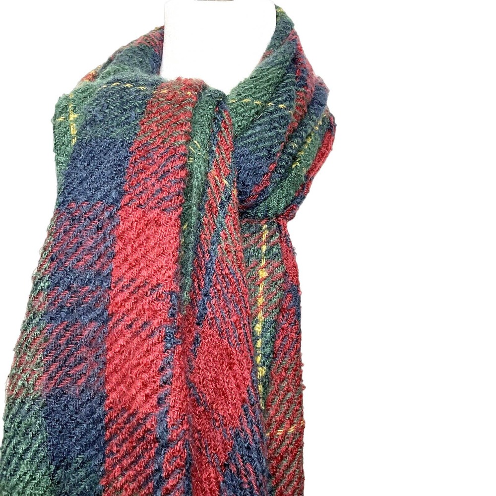 Vintage Lauren Ralph Lauren Plaid Scarf Unisex Red Green Navy Winter Mens Womens